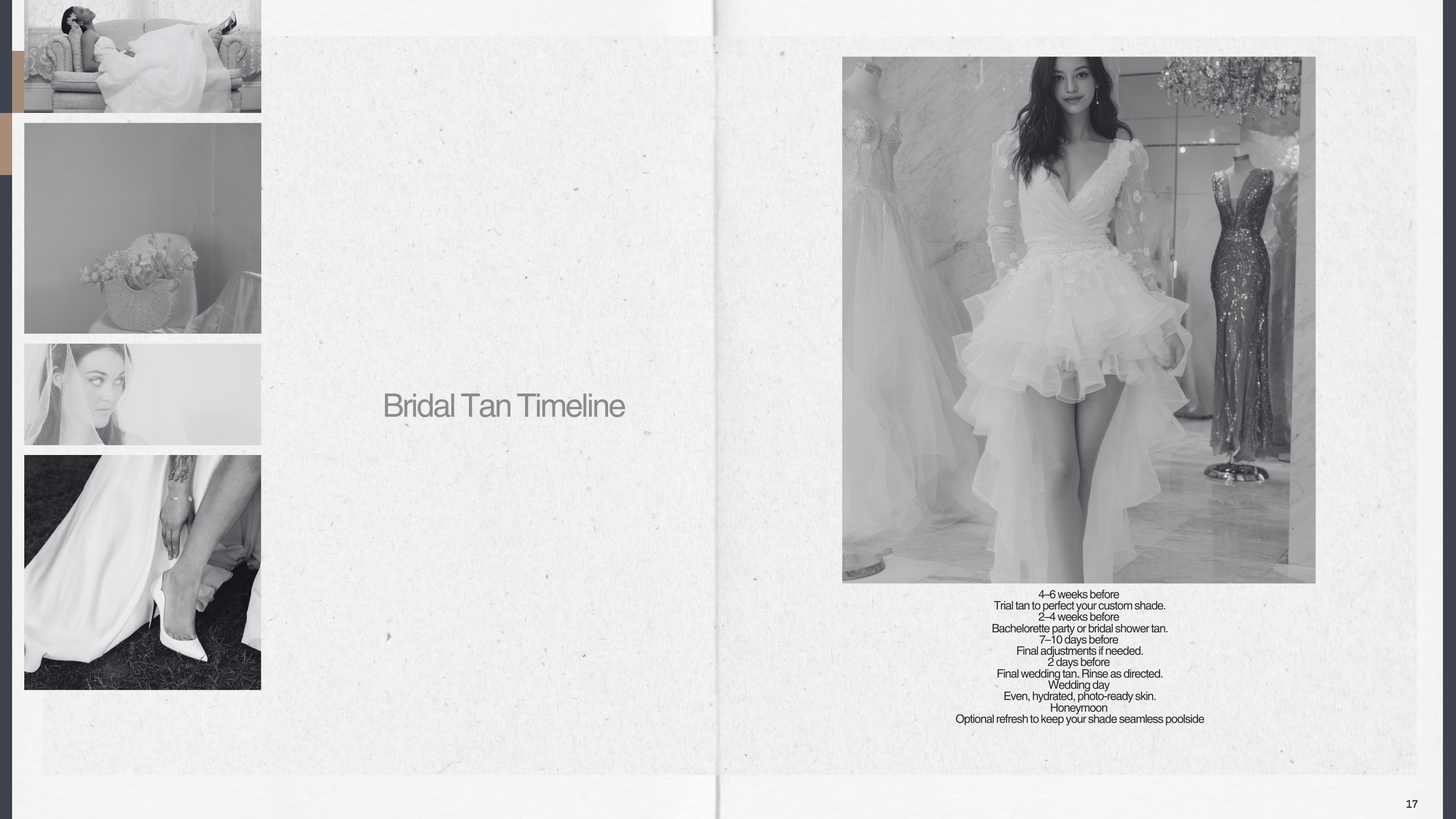 Bride with natural spray tan before wedding day